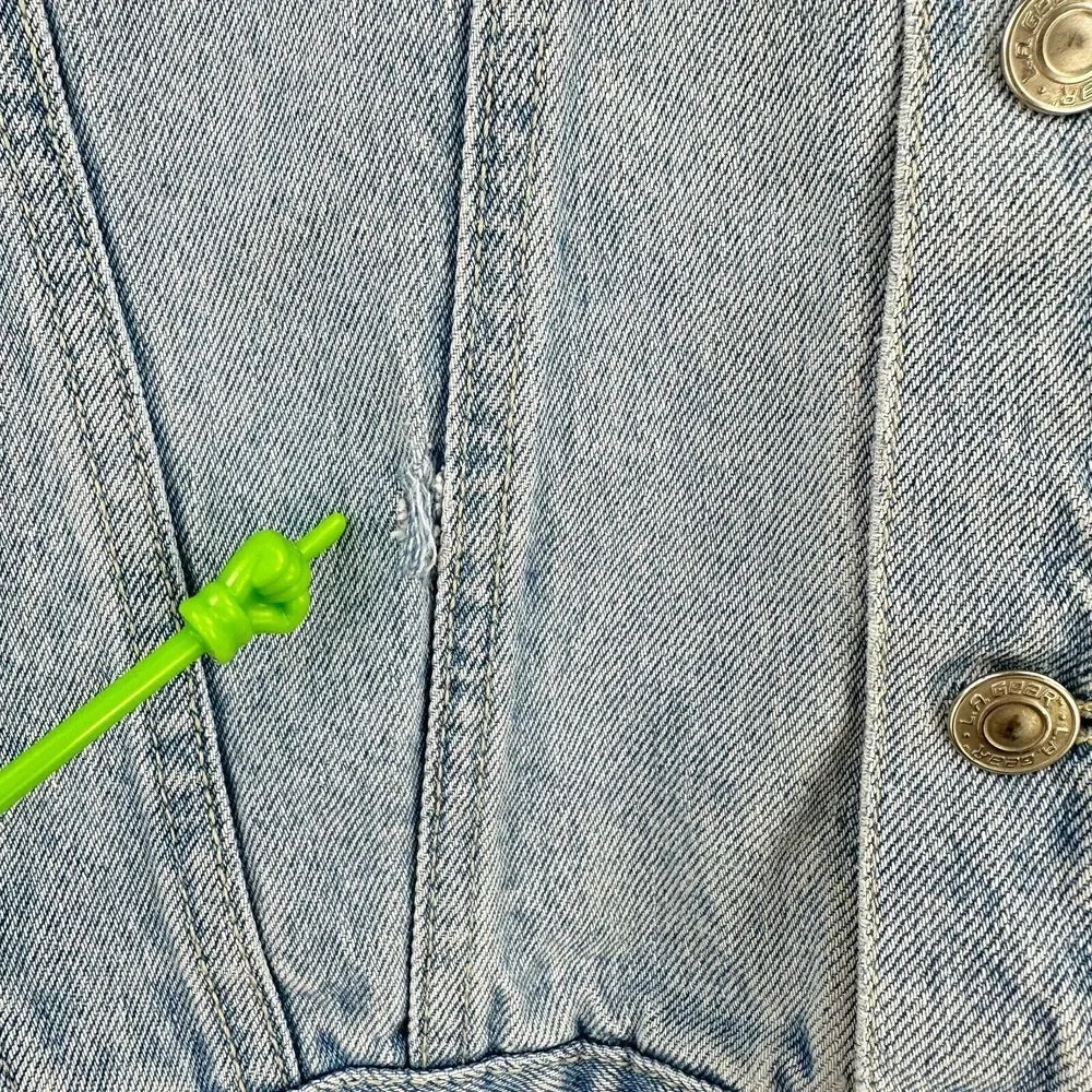 Vintage‎ L.A Gear Jean Jacket Mens S Blue Denim Retro Minimalist Logo
